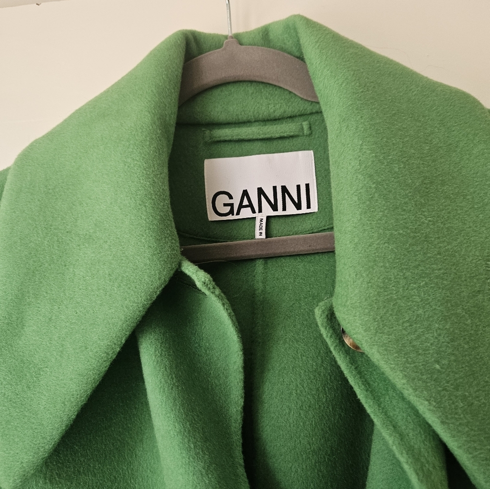Ganni Vibrant Green Trench Coat
